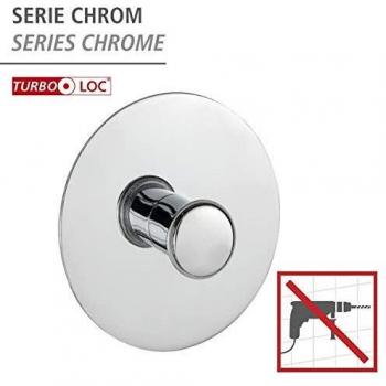 WENKO Turbo-Loc percha acero inox - fijar sin taladrar, Acero, 6 x 6 cm, Cromo