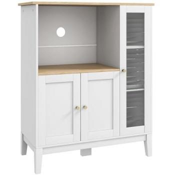 Aparador Moderno para Microondas con Estantes y Sistema Anti-vuelco, 80x35x97 cm, Blanco