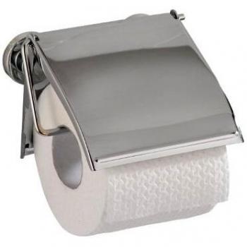 WENKO Power-Loc portarrollos con tapa Sion - fijar sin taladrar, Acero, 13.5 x 12 x 3.5 cm, Cromo