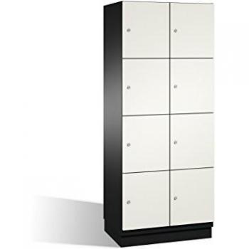Armario de compartimentos bajo llave Cambio C+P con 4 compartimentos, puertas de acero, color negro/gris y blanco, dimensiones B 800 mm
