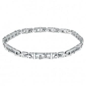 Pulsera Hombre Morellato SALS68 Plata, acero inoxidable, diseño moderno, cierre de seguridad, acabado pulido y mate, resistente al agua