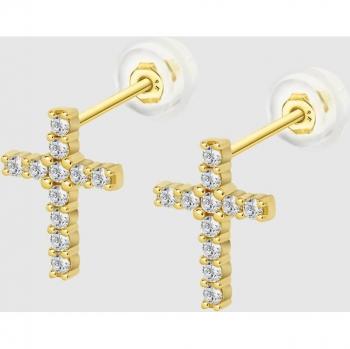 Pendientes Cruz Time Road HIN00405 Oro 9K Brillo para Mujer