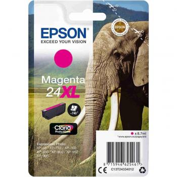 Epson 24XL Magenta Claria Photo HD Ink Cartucho de Tinta Original Alta Capacidad, 8.7ml, Elefante - C13T24334012