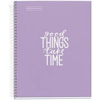 Cuaderno Miquelrius Emotions Mensajes A5, 100 Hojas Cuadriculadas 5x5, Papel 90g, Tapa Dura Color Lavanda