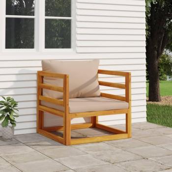 Sillón de jardín madera maciza acacia con cojines gris taupe vidaXL