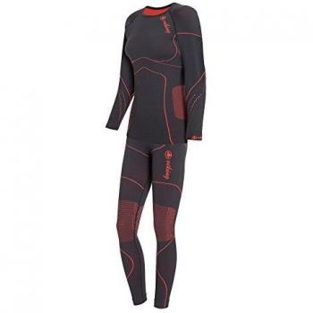 VIKING Set De Ropa Interior Térmica Mujer Conjunto Pantalón y Camiseta Ropa Funcional MIA Set, 35 Gris/Naranja, M