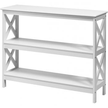 Consola Industrial Costway de 3 Niveles, Mesita Rústica con Repisa para Entrada Pasillo y Salón, Color Blanco, Dimensiones 100 x 30 x 80 cm