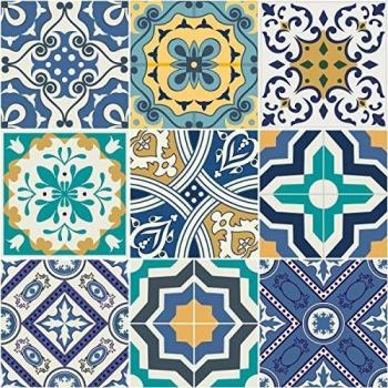 Ambiance Live BVBA Pack De 9 Adhesivos Azulejos VintageMulticolor