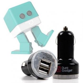 DURAGADGET Cargador Coche con Doble Puerto USB Compatible con BQ Zowi El Robot - Ideal Compatible con Llevar De Viaje