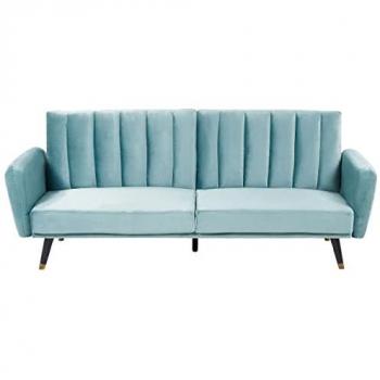 Sofá Cama Convertible de Terciopelo Azul Claro 3 Plazas Vimmerby Elegante