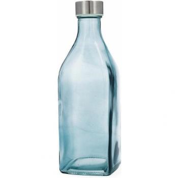 Botella de Vidrio QUID HABITAT 1L Verde Brillo con Tapón, Fácil de limpiar, Reciclable, Ecológico, Material 100% saludable, 100% higiénico, No poroso, L
