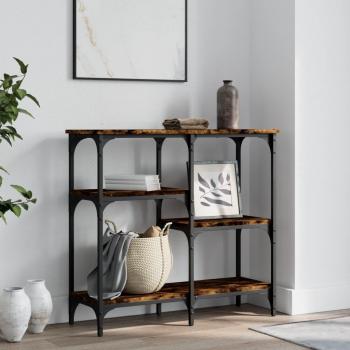 Mesa consola de madera de ingeniería 80x29x75 cm en color Negro, Roble Sonoma y Roble ahumado - Mesa de sofá, mesa de entrada para salón, consola de entrada, mueble recibidor, mesita auxiliar