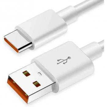Cable USB-C a USB 2.0 de Carga Rápida y Transferencia de Datos, 6A, Longitud 2m, Color Blanco, Compatible con Quick Charge