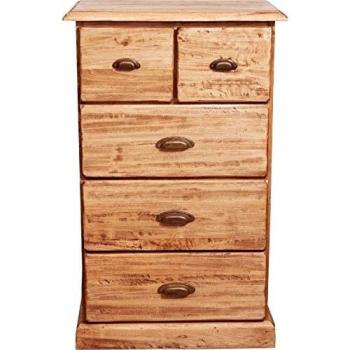Cajonera Country de Madera Maciza de Tilo con Acabado Natural 63x41x100 cm