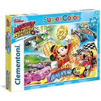 Clementoni- Puzle de 104 Piezas, diseño de Mickey y el Roadster Racers