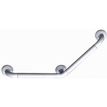 Barra de apoyo coudée 135° 362 x 335 mm, polyamide inyectado blanco, perfil de aluminio, diámetro 33 mm - Ref: 046220