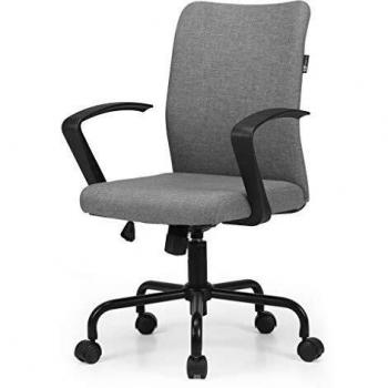 Hbada Silla de Oficina Silla de Escritorio ergonómica Silla giratoria Silla de Conferencia Luz de Silla de Visita Silla Mecedora de Lino Negro
