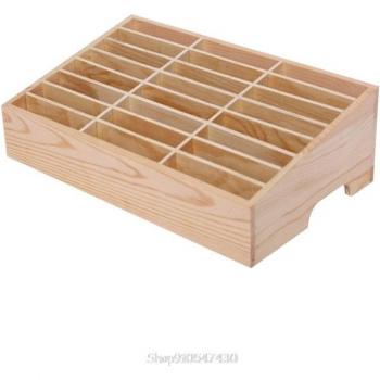 Caja de almacenamiento de madera multifuncional con 24 celdas, organizador práctico de herramientas para reparación de teléfonos móviles O26 20