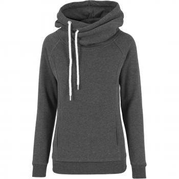 Urban classics pullover raglan high neck hoody sueter para mujer negro charcoal talla del fabricante xsmall