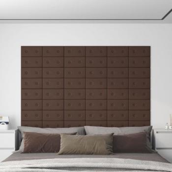 Paneles de pared 12 piezas cuero sintético marrón 30x15 cm 0,54 m²