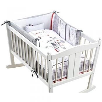 Edredón y Protector de Cuna para Bebé Zebra, 62 x 125 cm, Blanco y Gris, Petite Star