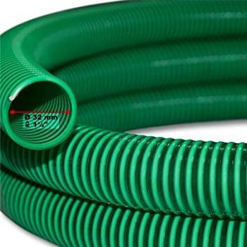 Manguera de Succión Espiralada Verde 5m Ø32mm (1 1/4') - Fabricada en Europa - Wiltec