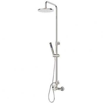 Galindo, Albos Columna de Ducha Mezcladora Rociador 200 mm con Accesorios de Ducha Cromo, Plata Cromado, Pack de 1