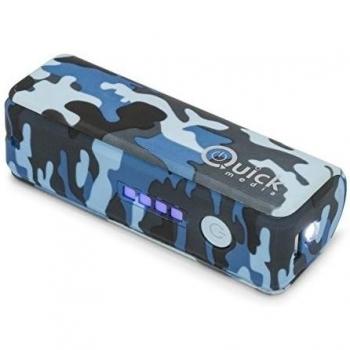 Quick media - Cargador portátil / power bank pb26 army design de 2600mah con linterna e indicador carga led - azul