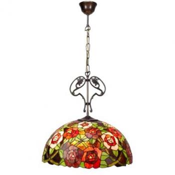 Lámpara de Techo Tiffany New York Multicolor con cadena y adorno de fundición, pantalla Tiffany, diámetro 45 cm, potencia 60 W, dimensiones 40 x 135 x 40 cm