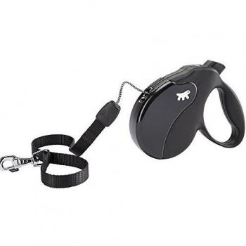 Ferplast - Correa Extensible para Perros Amigo Cord S, Cordón retráctil, 5 m, máx. 15 kg, Negro