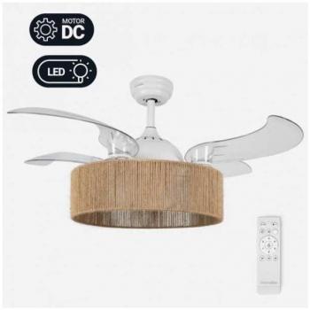 Universal Blue Jaloque 5042WFC Ventilador de Techo con Aspas Retráctiles y Mando 65W Marrón