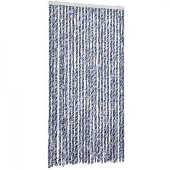 Cortina antimoscas de chenilla azul y blanca 100x200 cm