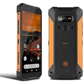 Hammer Explorer 5,7“ HD, Teléfono Celular al Aire Libre, teléfono Inteligente estándar Militar, Mega batería 5000mAh con Carga rápida, LTE 4G, IP69, NFC, Dual SIM - Naranja