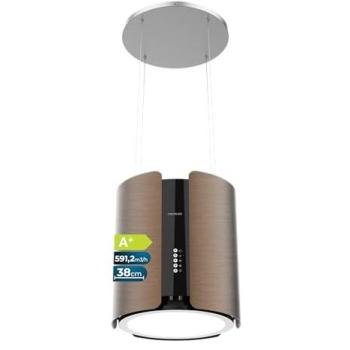Campana Extractora de Isla Redonda Cecotec Bolero Flux CRE 385500 Cobre A++ 38cm, Motor DC, Succión 591,2 m³/h, Control Electrónico, Filtro de Carbono