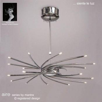 Lámpara colgante telescópica de 20 bombillas G4 con brazos curvos, cromo pulido, no compatible con LED/CFL