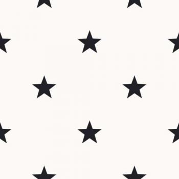 Papel Pintado Noordwand Friends&Coffee Little Stars Negro y Blanco, Diseño de Estrellas Negras sobre Base Blanca, Ideal para Habitación Juvenil, Color Blanco y Gris