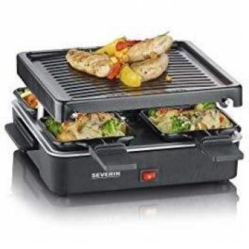 Raclette Grill Severin RG 2370, 600W con 4 Mini Sartenes, Dimensiones 26x22.5x11cm