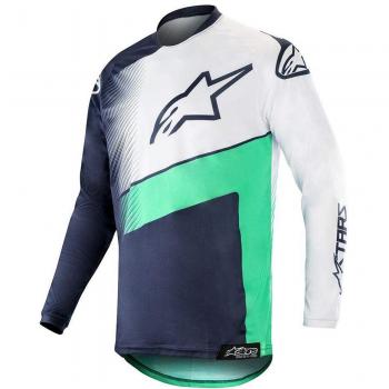 Alpinestars Camiseta De MX 2019 Racer Supermatic Azuloscuro-Teal-Blanco