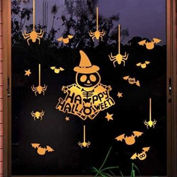 Fantasma Bruja Halloween Murciélago Telaraña Cristal Decoración de la ventana Etiqueta de la pared Centro comercial Tienda de ropa Arreglo Etiqueta 108Cmx64Cm