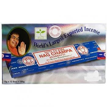 Cultival Exchange Satya Sai Baba Classic Nag Champa Agarbatti, Caja de incienso 12 cajas de 15 gramos