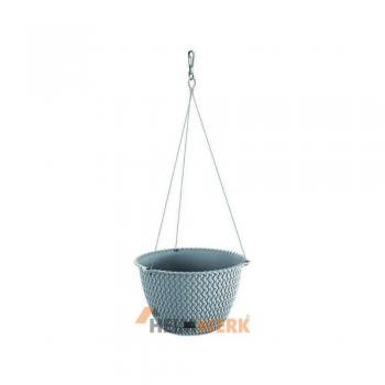 MACETA REDONDA COLGANTE 4,8L PROSPERPLAST SPLOFY ROUND WS DE PLÁSTICO EN COLOR GRIS, 27 X 16,6 CM.