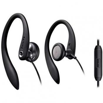 Philips SHS3305BK - Auriculares de diadema flexibles con micrófono, color negro