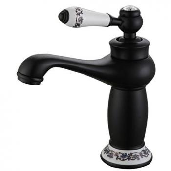 Grifo Lavabo Monomando Neoclásico de Latón con Aireador M24 y Grifo Monomando Negro Modelo Argán