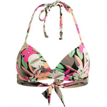 Top de bikini Roxy Printed Beach Classics mujer características: diseño impreso, colores verde caqui, naranja y rosa, talla XS
