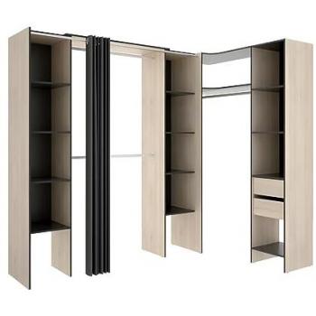 Armario ropero de esquina extensible Dorian - Ancho 164/234 cm - Roble y Antracita