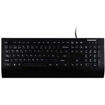 UNYKAch Teclado Wave KB 10, Tecla Plana de Membrana con 105 Teclas, Conexión USB, Disposición QWERTY Español
