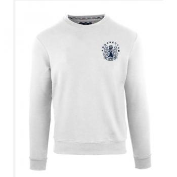 Aquascutum Men's Aldis Chest Logo White Sweatshirt - Size Small