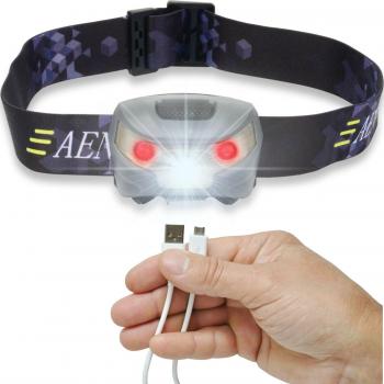 Aennon 1 Pack Recargable por USB, Súper Brillante, Ligera y Confortable, Fácil de Usar Correr, Caminar, IR de Acampada, Leer, Hacer Senderismo, Niños, Bricolaje y Más