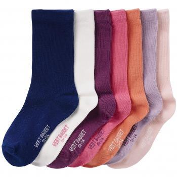VERTBAUDET Lote de 7 pares de calcetines medianos niña Rosa Claro Bicolor/Multicolor 23/26
