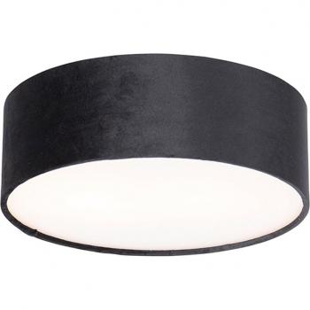Plafón moderno negro 30 cm interior dorado cilindro textil/acero/plástico adecuado para LED Max. 2 x 40 Watt